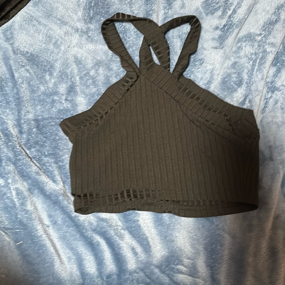 Black halter crop top